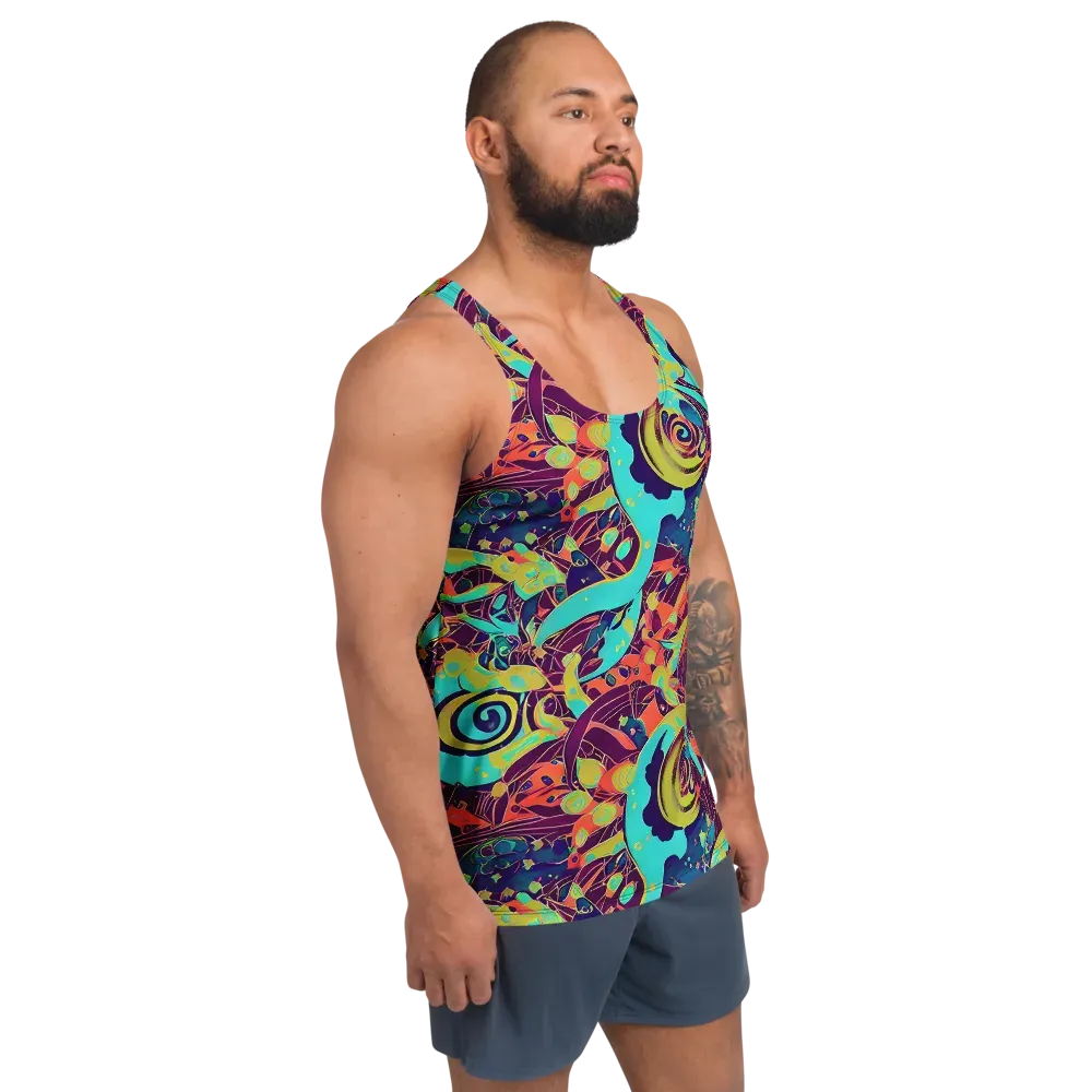 Vivid Spiral Tide on Men's Tank Top — Right Front