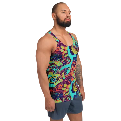 Vivid Spiral Tide on a Men's Tank Top
