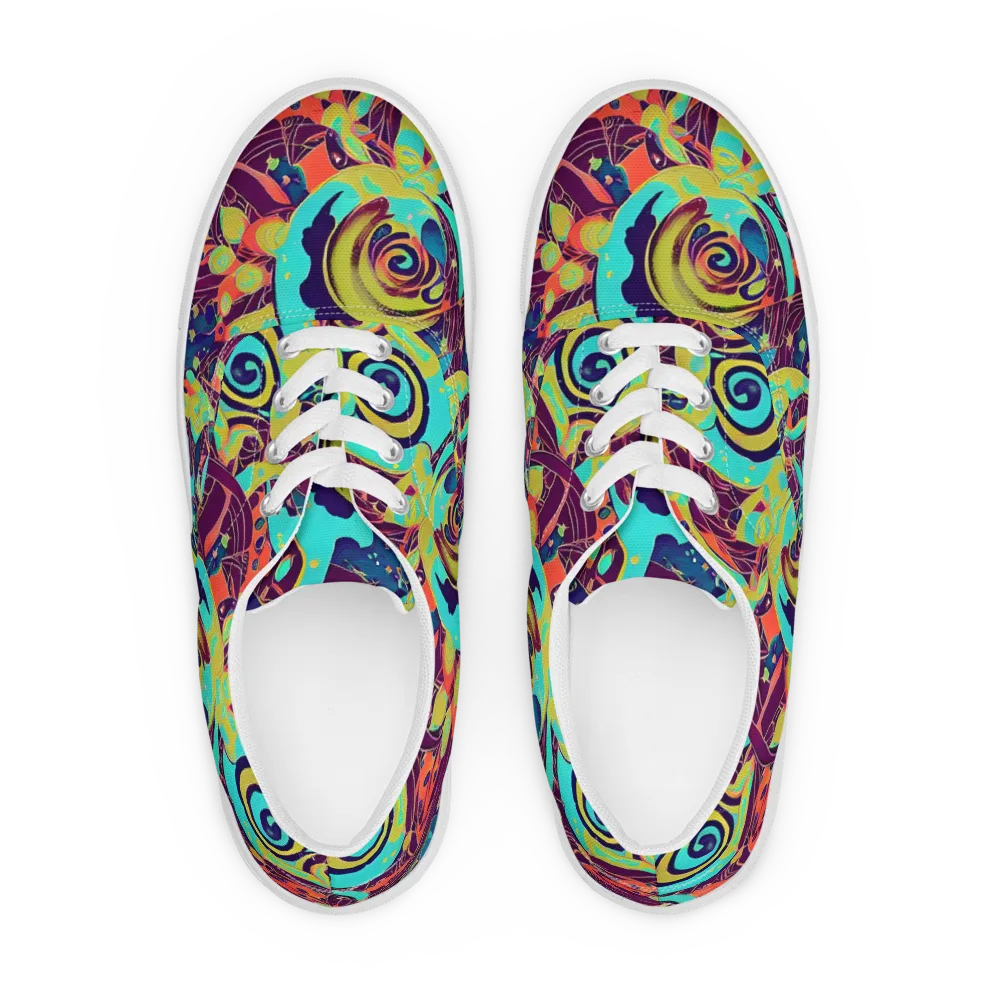 Vivid Spiral Tide on Men's Lace-Up Canvas Shoes — Front