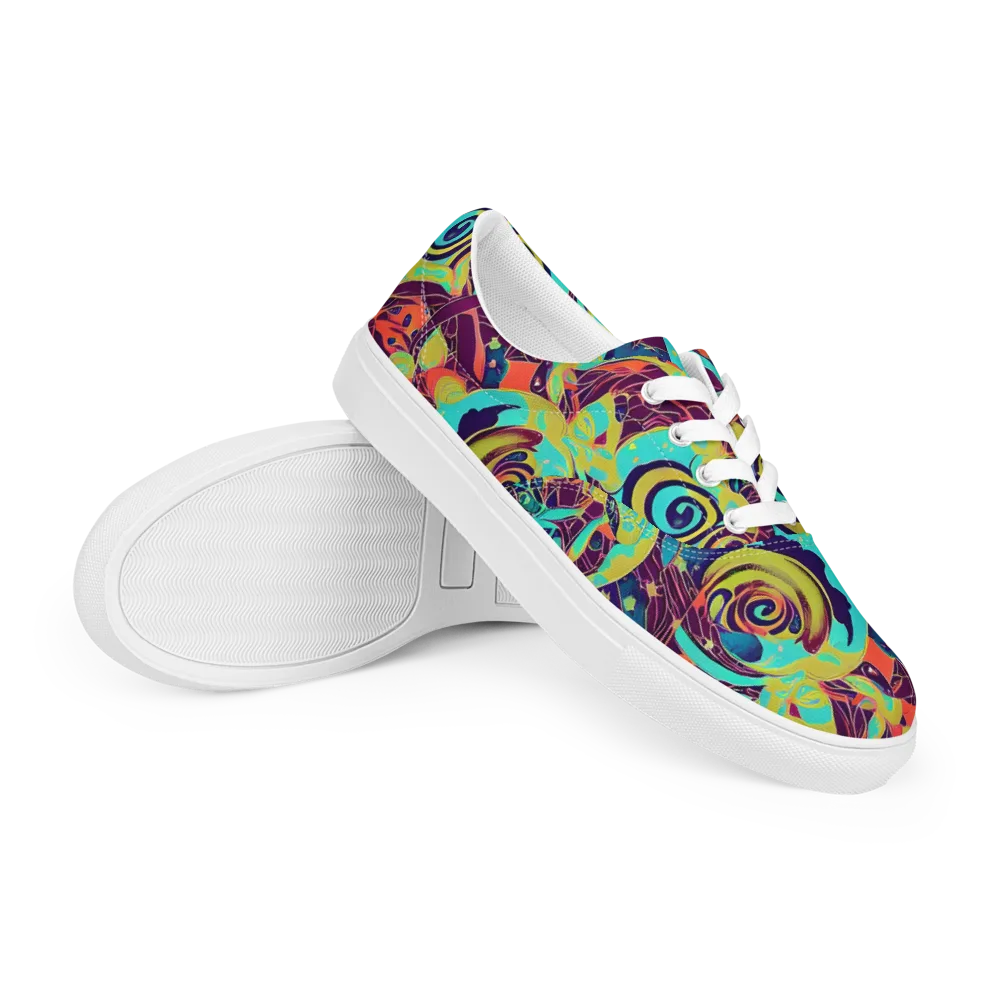 Vivid Spiral Tide on Men's Lace-Up Canvas Shoes — Right Front