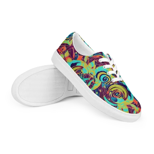 Vivid Spiral Tide on a Men's Lace-Up Canvas Shoes