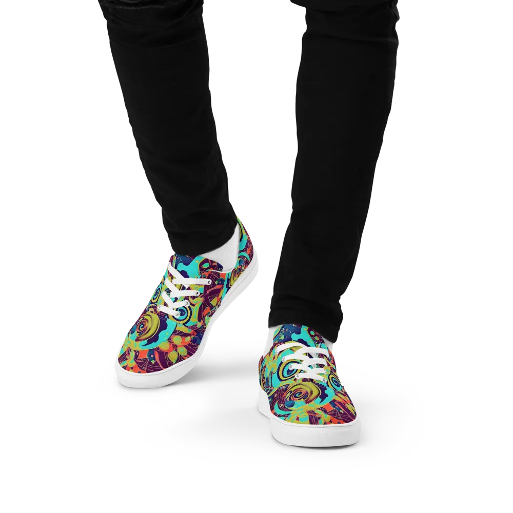 Vivid Spiral Tide on Men's Lace-Up Canvas Shoes — Front