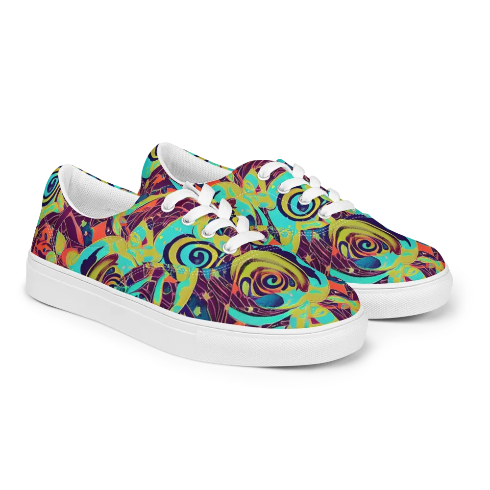 Vivid Spiral Tide on Men's Lace-Up Canvas Shoes — Right Front