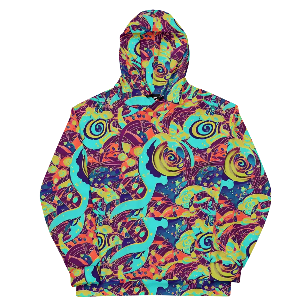 Vivid Spiral Tide on Cotton Hoodie — Front
