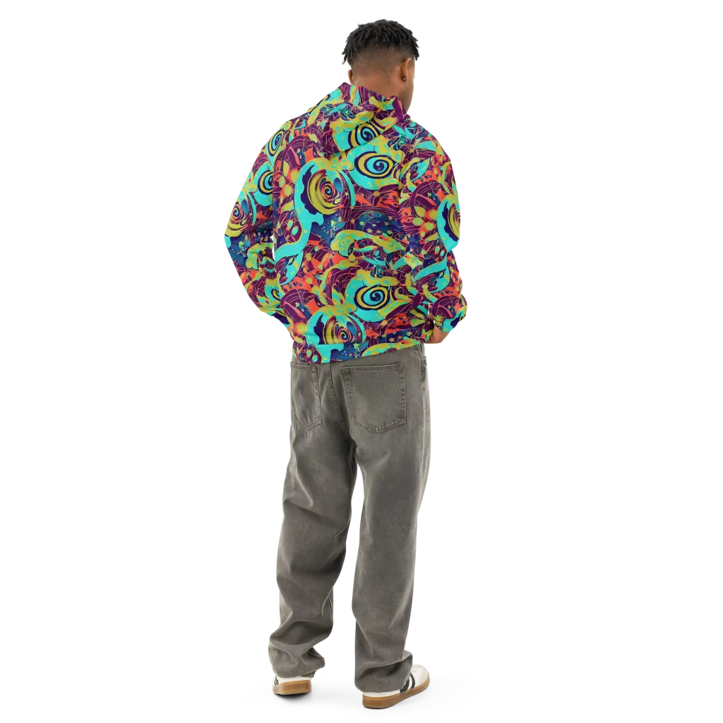 Vivid Spiral Tide on Cotton Hoodie — Back