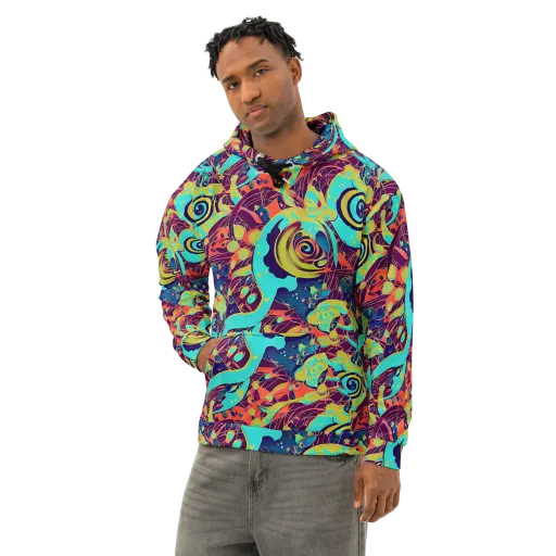 Vivid Spiral Tide on a Cotton Hoodie