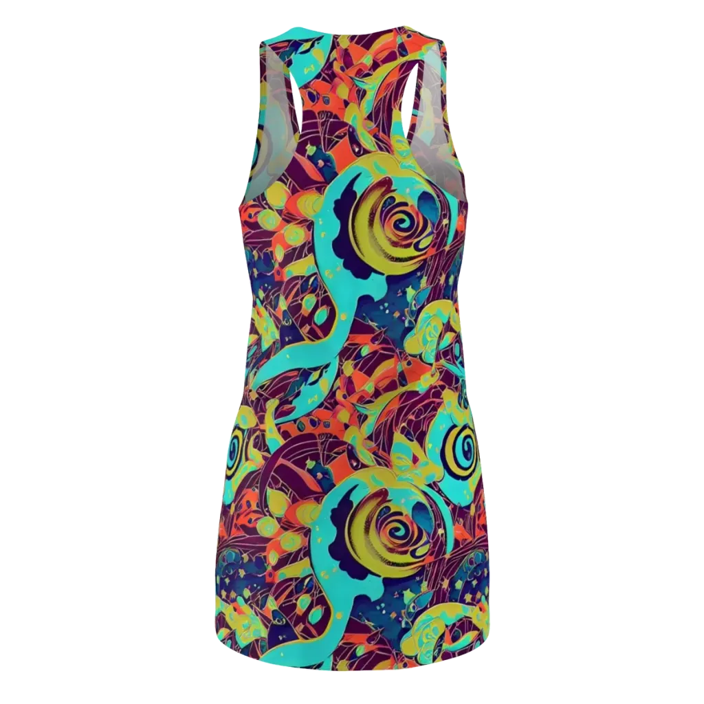 Vivid Spiral Tide on Racerback Dress — Back