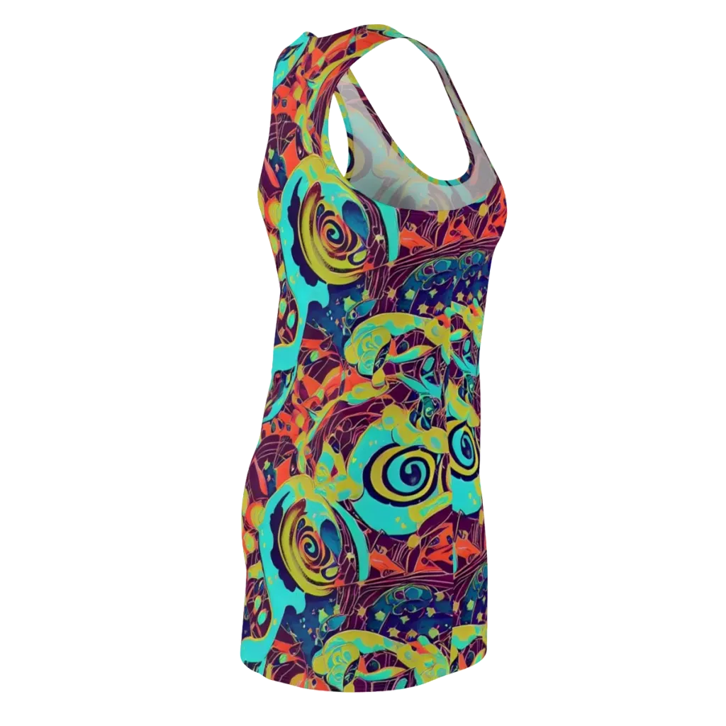 Vivid Spiral Tide on Racerback Dress — Back Side