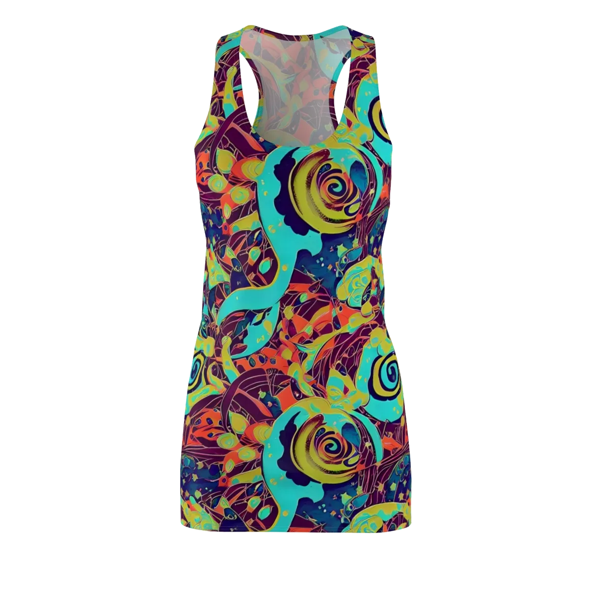 Vivid Spiral Tide on Racerback Dress — Front