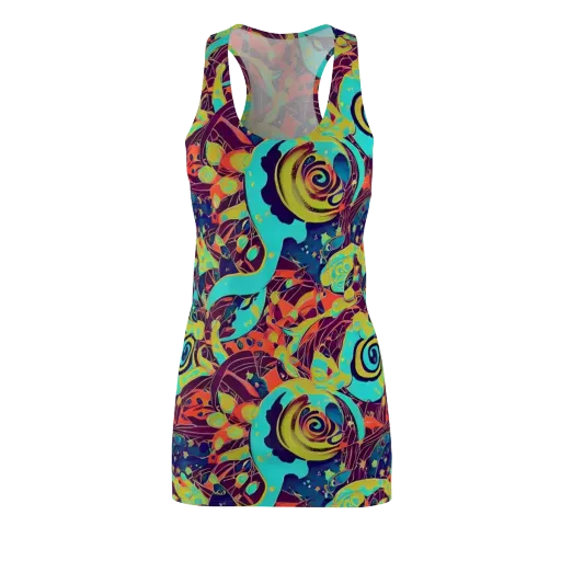 Vivid Spiral Tide on a Racerback Dress