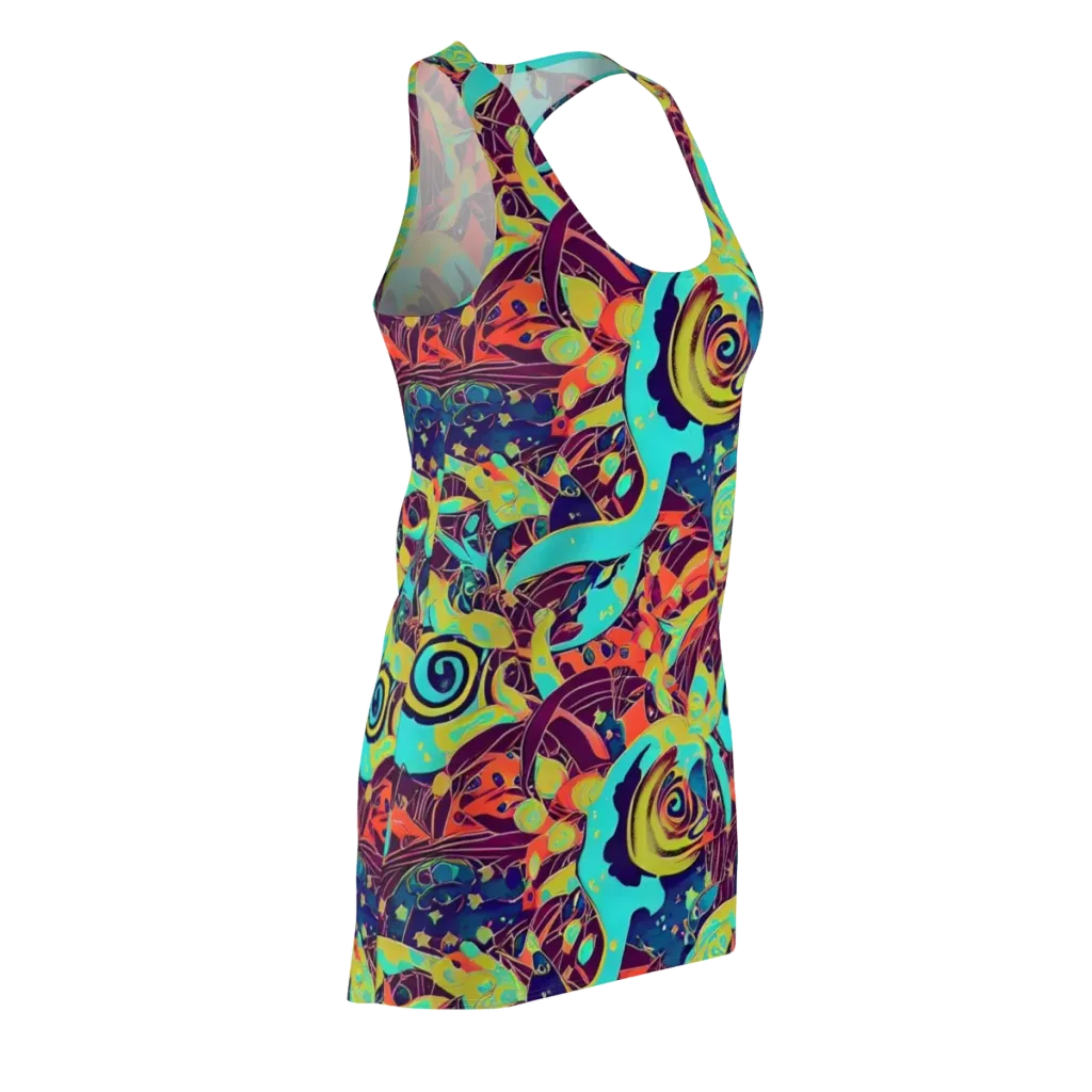 Vivid Spiral Tide on Racerback Dress — Front Side
