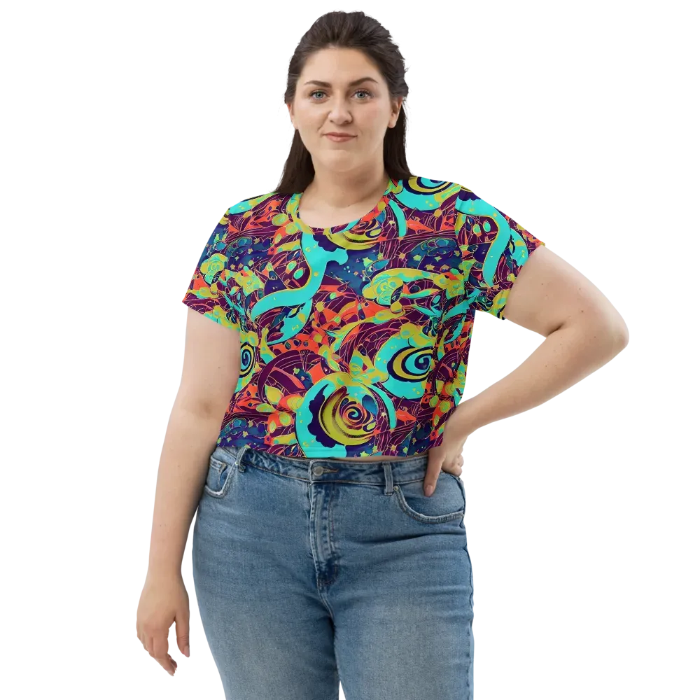 Vivid Spiral Tide on Crop Tee — Front