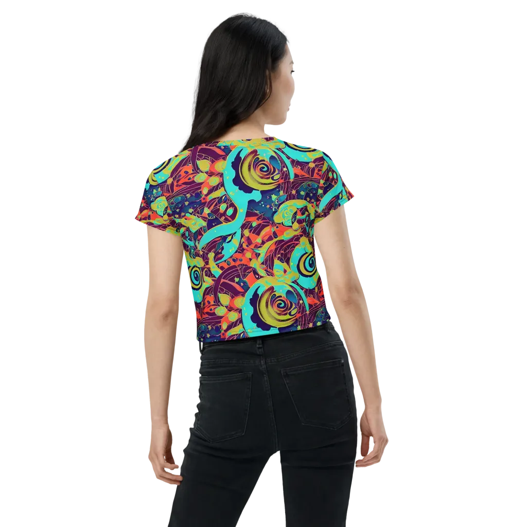 Vivid Spiral Tide on Crop Tee — Back
