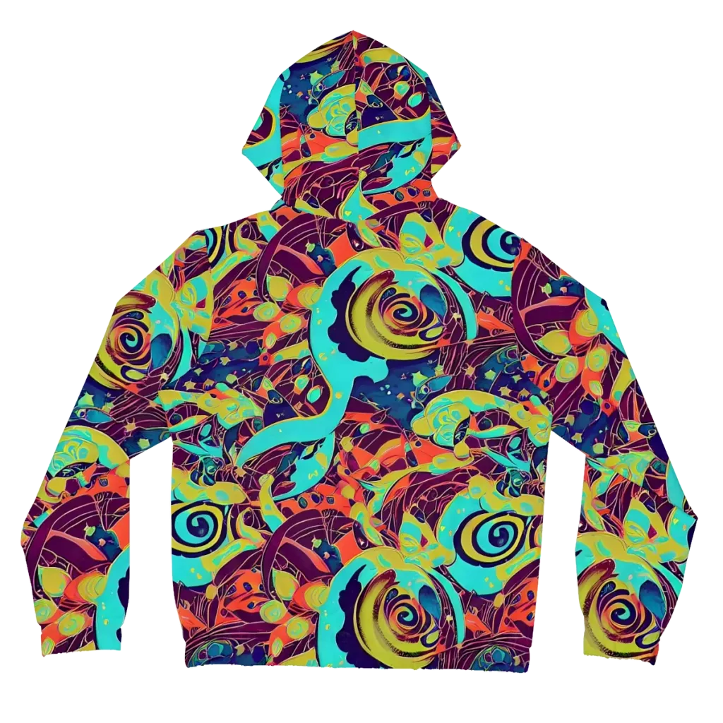 Vivid Spiral Tide on Women's Full-Zip Hoodie — Back