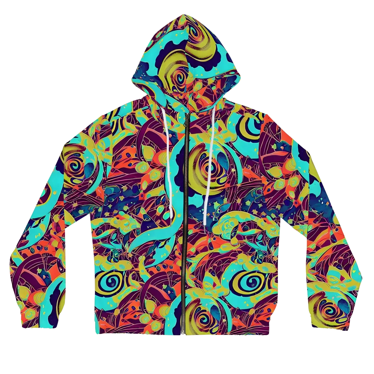 Vivid Spiral Tide on Women's Full-Zip Hoodie — Front