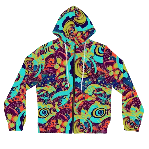 Vivid Spiral Tide on a Women's Full-Zip Hoodie