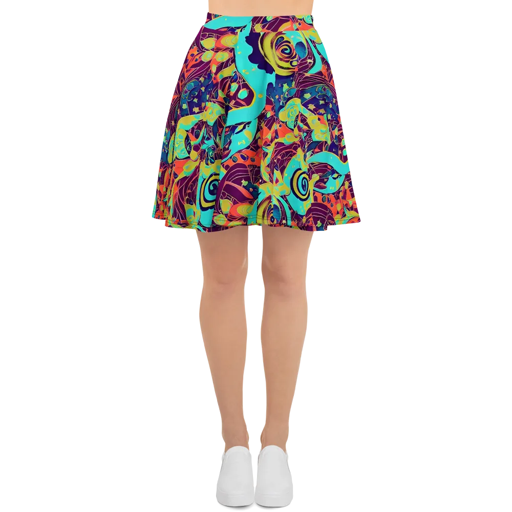 Vivid Spiral Tide on Skater Skirt — Front