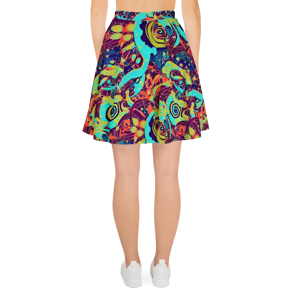 Vivid Spiral Tide on Skater Skirt — Back
