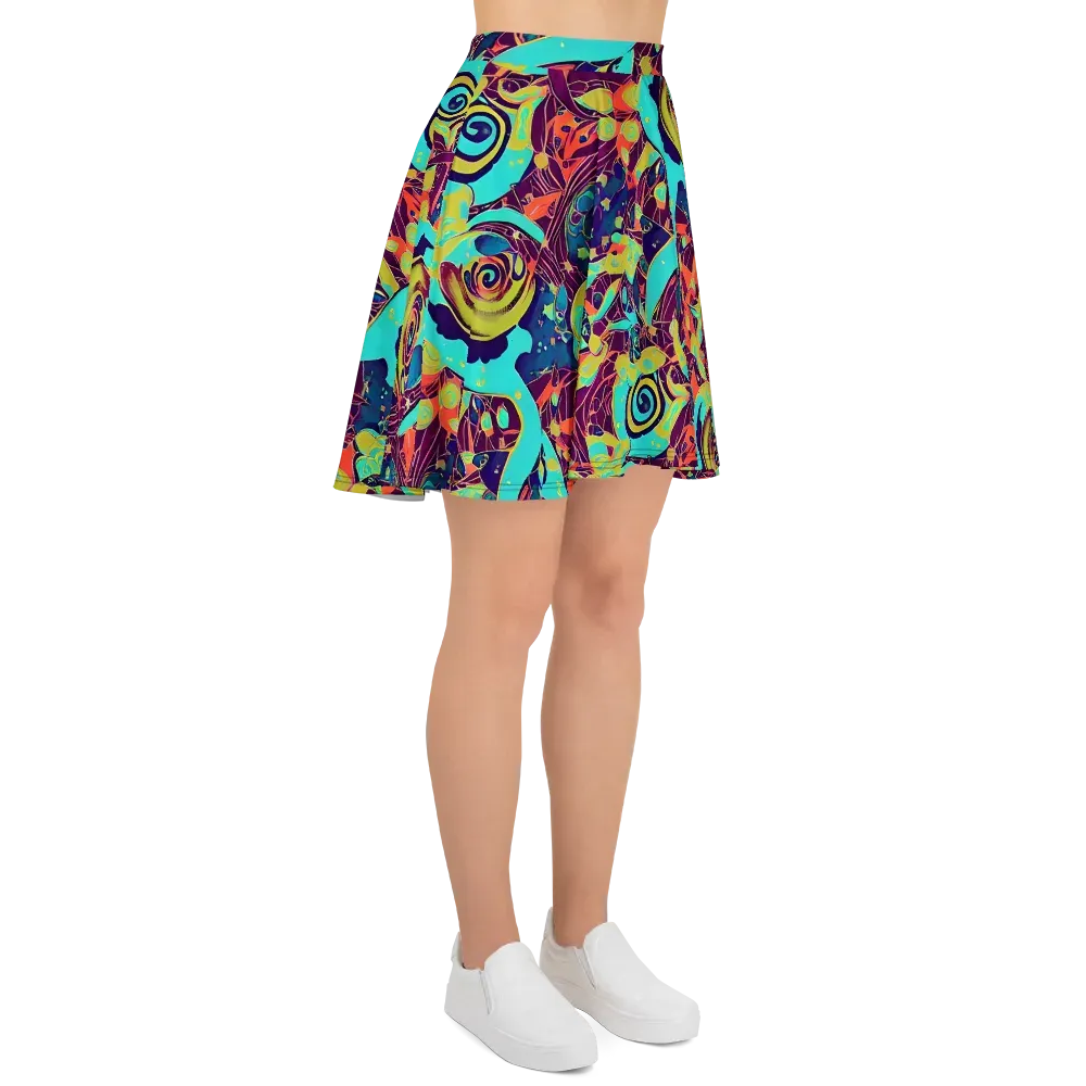 Vivid Spiral Tide on Skater Skirt — Right