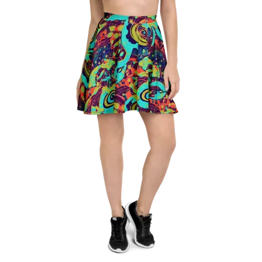 Vivid Spiral Tide on a Skater Skirt