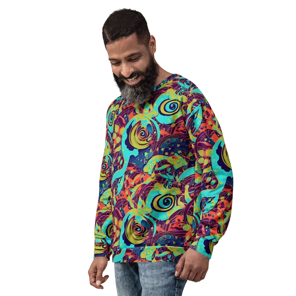 Vivid Spiral Tide on Sweatshirt — Left Front
