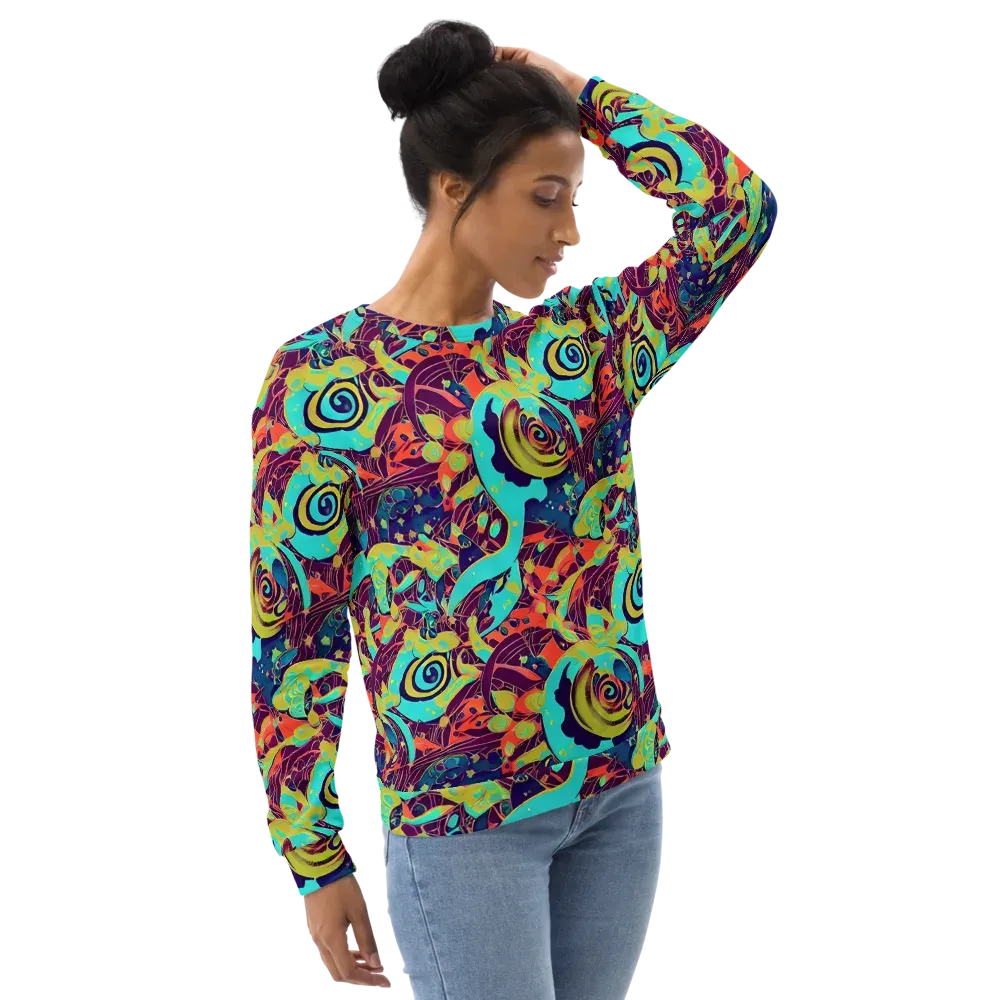 Vivid Spiral Tide on Sweatshirt — Right Front