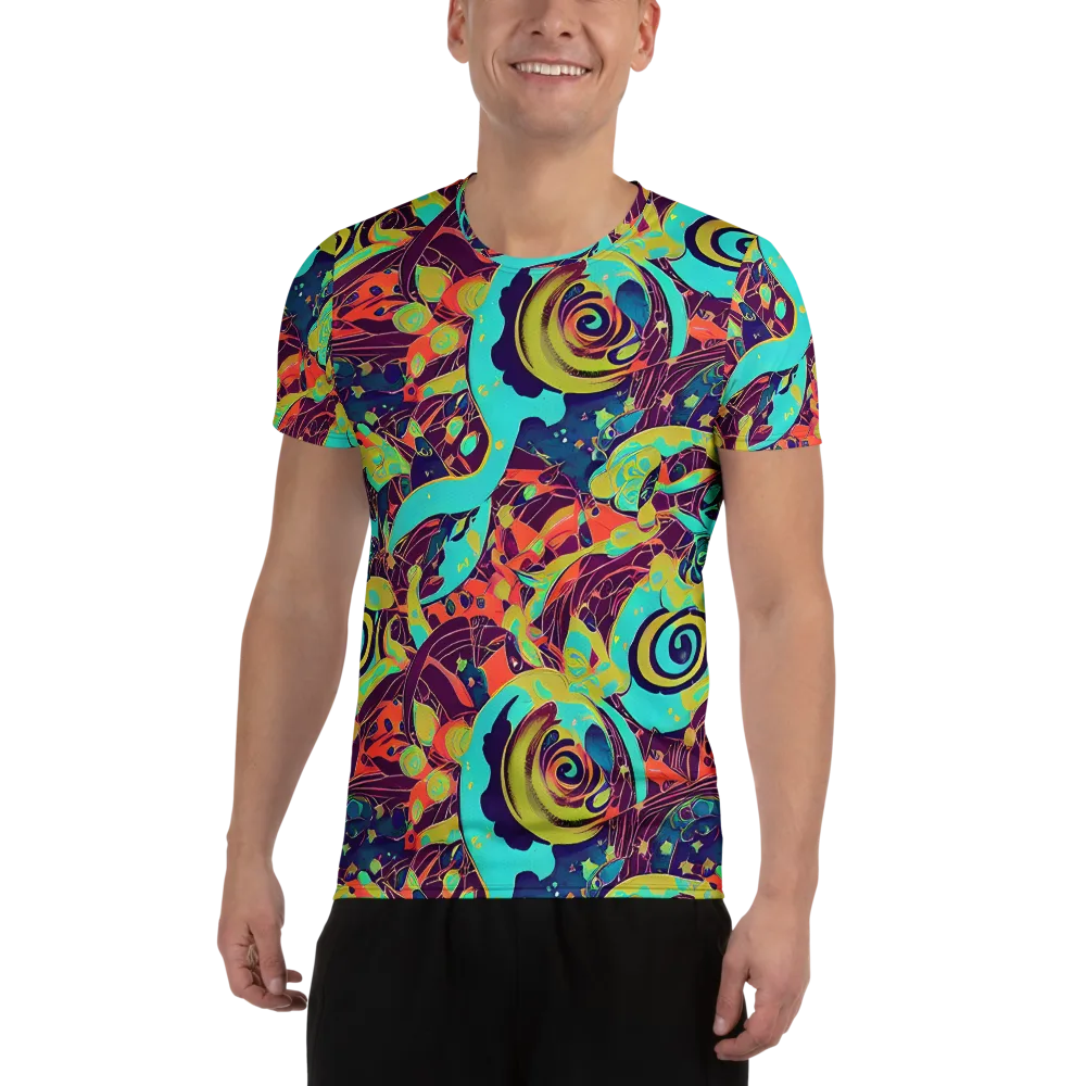 Vivid Spiral Tide on Men's Athletic T-Shirt — Front