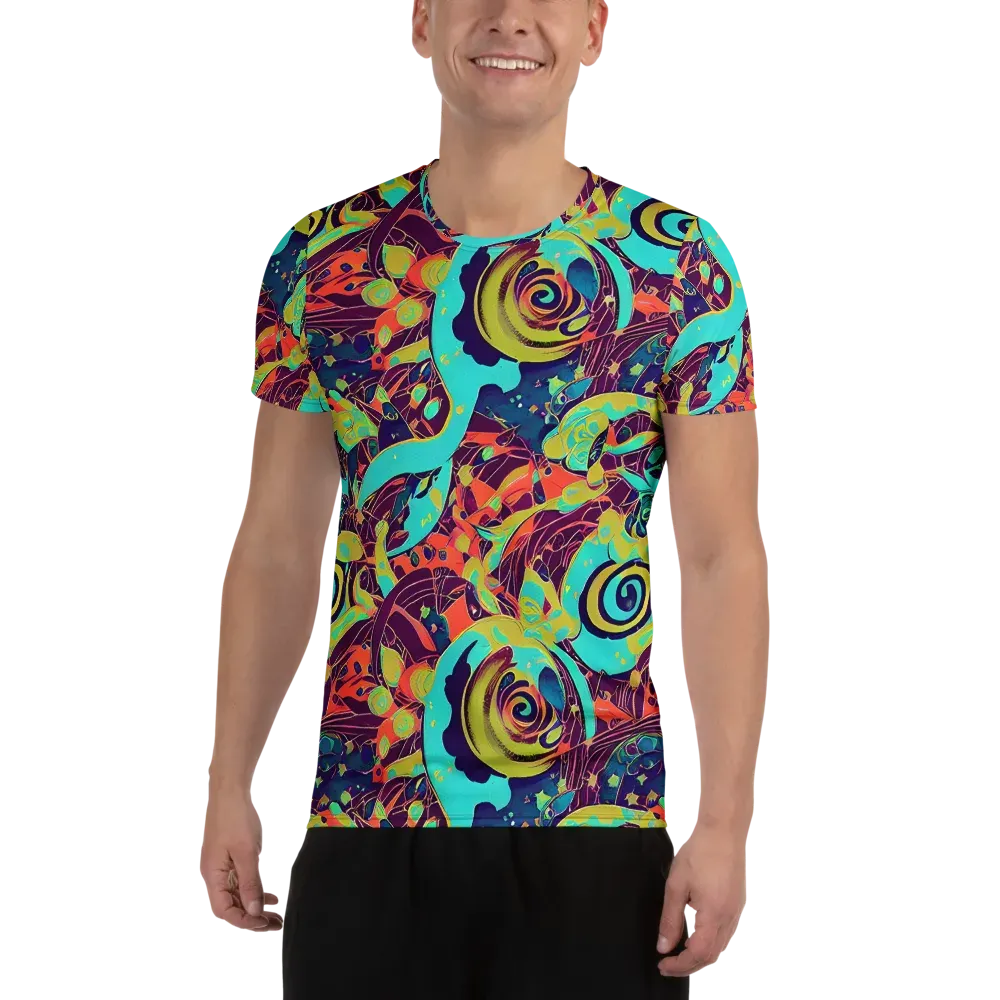 Vivid Spiral Tide on Men's Athletic T-Shirt — Front