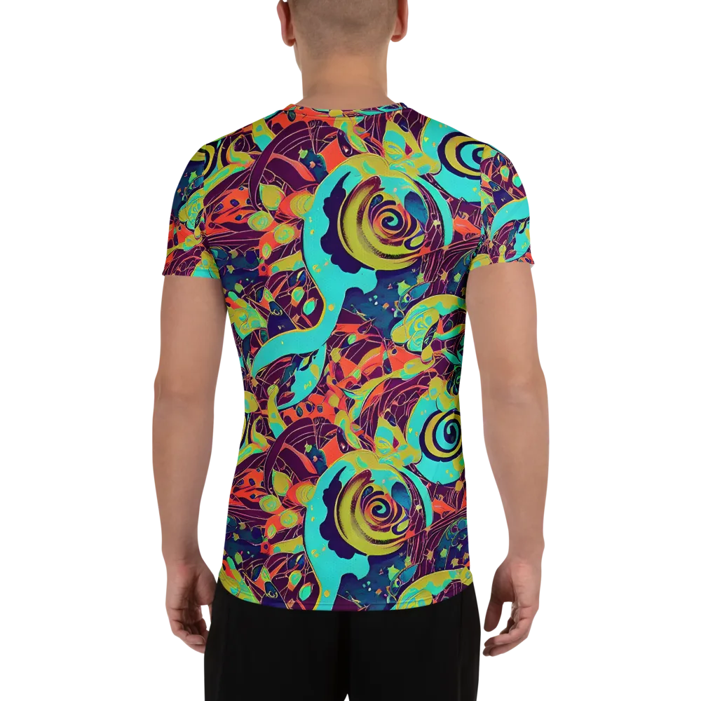 Vivid Spiral Tide on Men's Athletic T-Shirt — Back