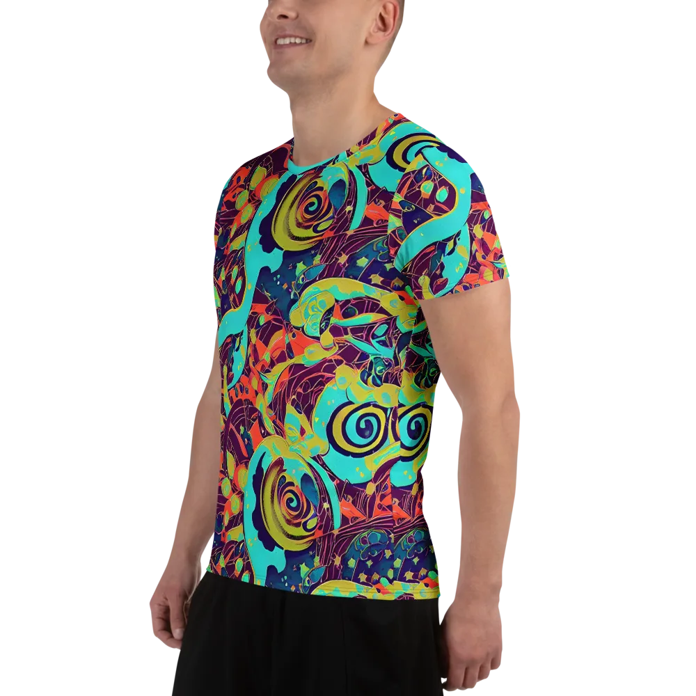 Vivid Spiral Tide on Men's Athletic T-Shirt — Left