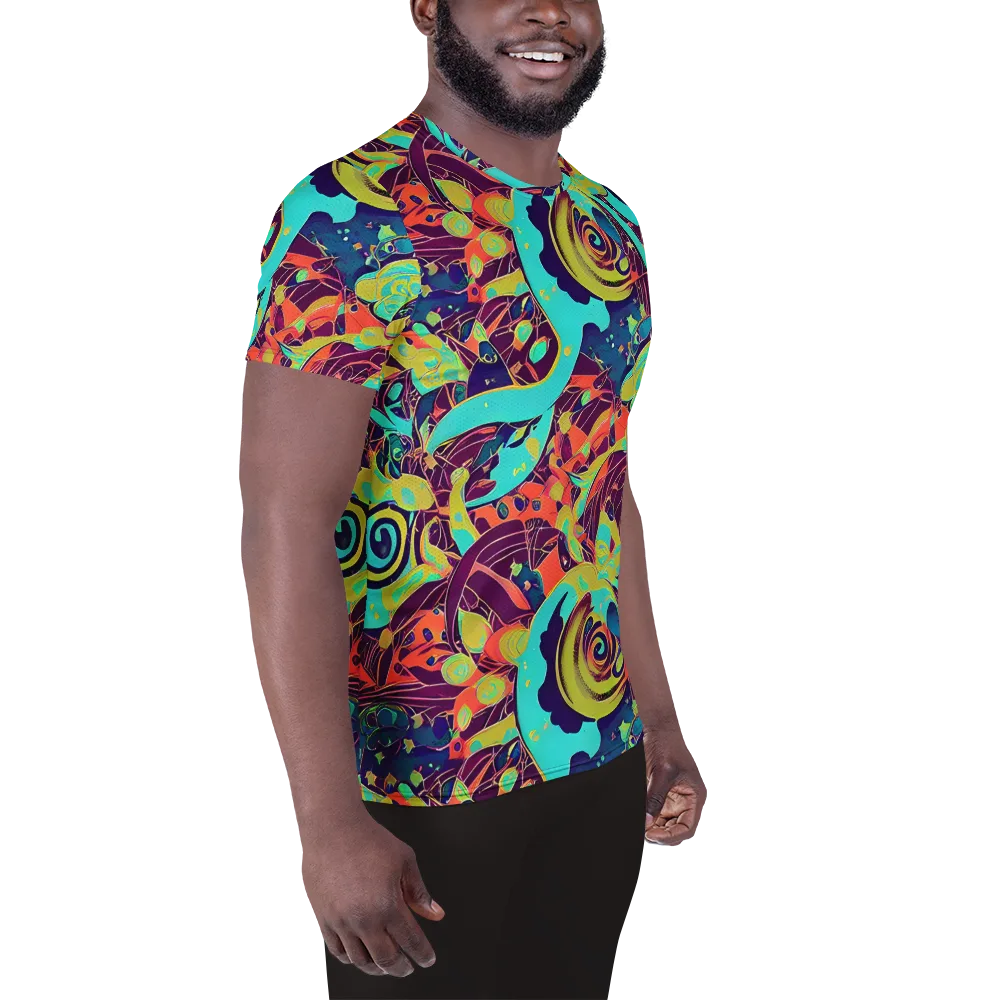 Vivid Spiral Tide on Men's Athletic T-Shirt — Right