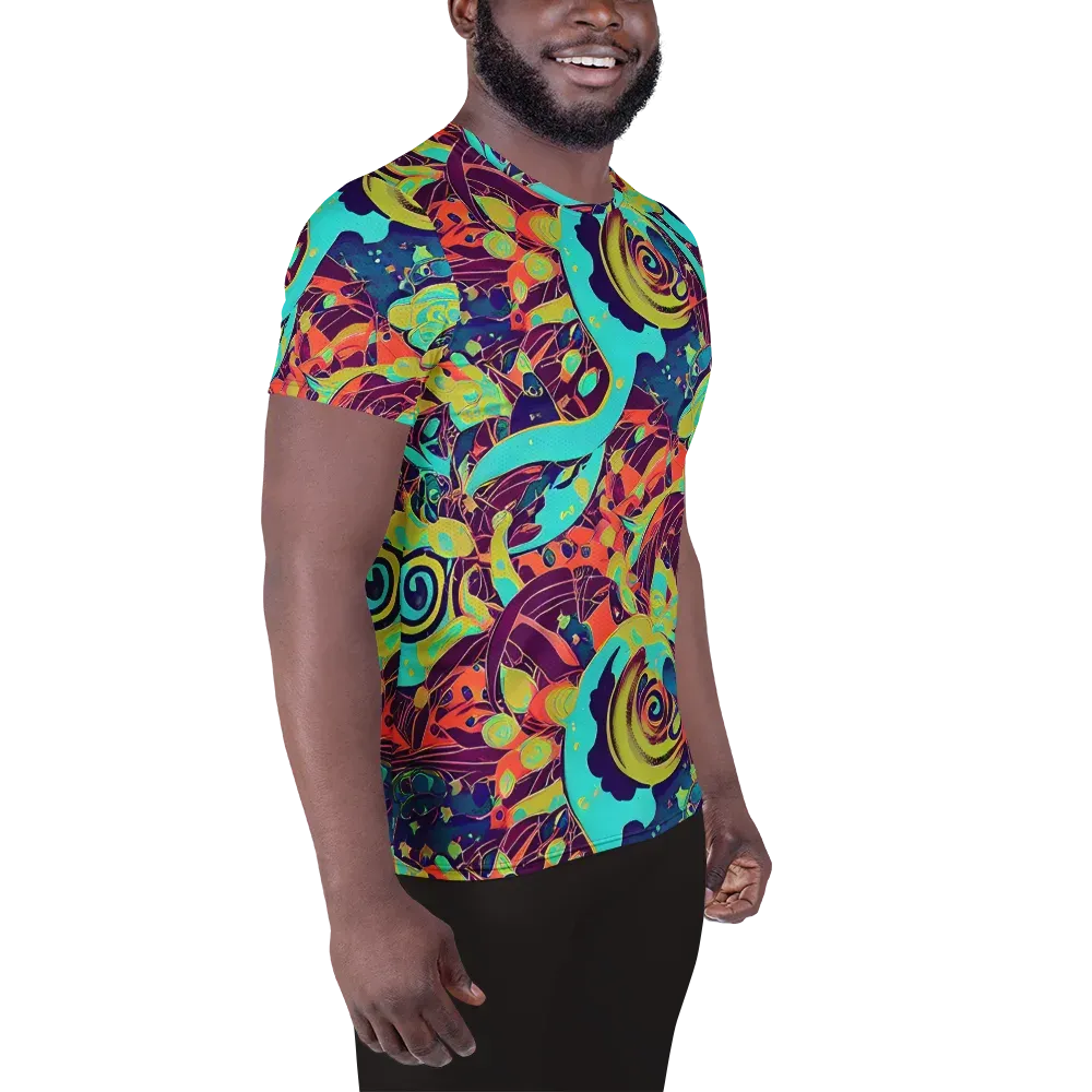 Vivid Spiral Tide on Men's Athletic T-Shirt — Right
