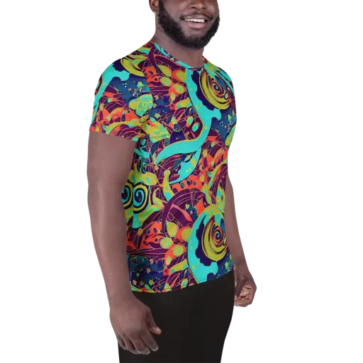 Vivid Spiral Tide on a Men's Athletic T-Shirt