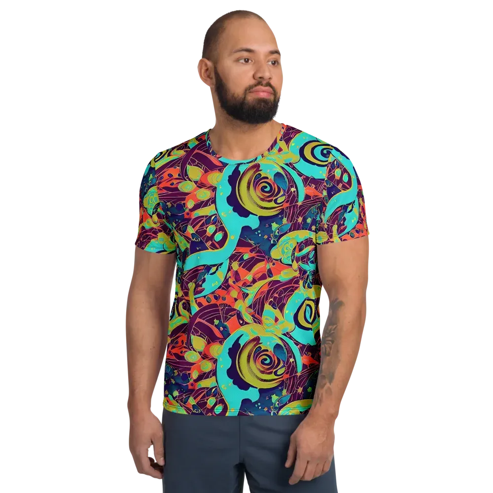 Vivid Spiral Tide on Men's Athletic T-Shirt — Front