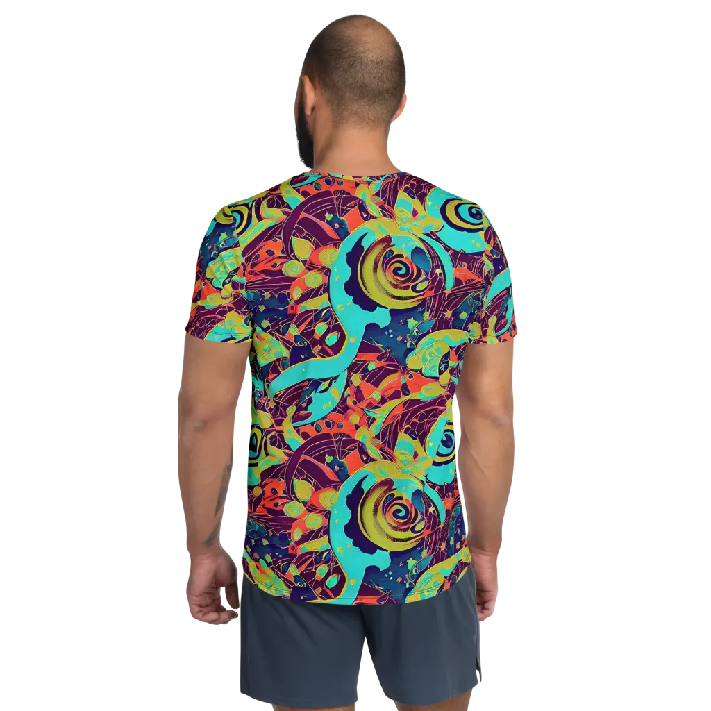 Vivid Spiral Tide on Men's Athletic T-Shirt — Back