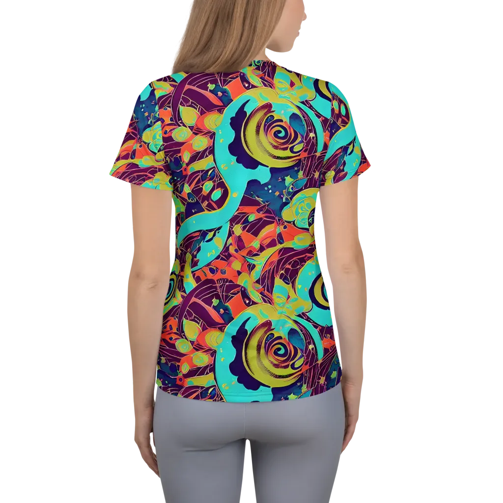 Vivid Spiral Tide on Women's Athletic T-Shirt — Back