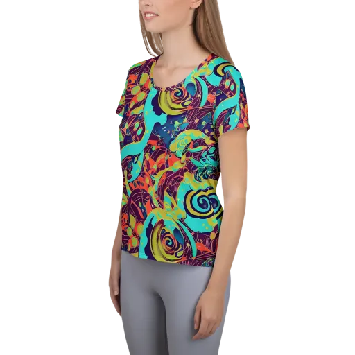 Vivid Spiral Tide on a Women's Athletic T-Shirt