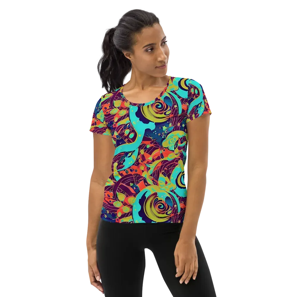 Vivid Spiral Tide on Women's Athletic T-Shirt — Front