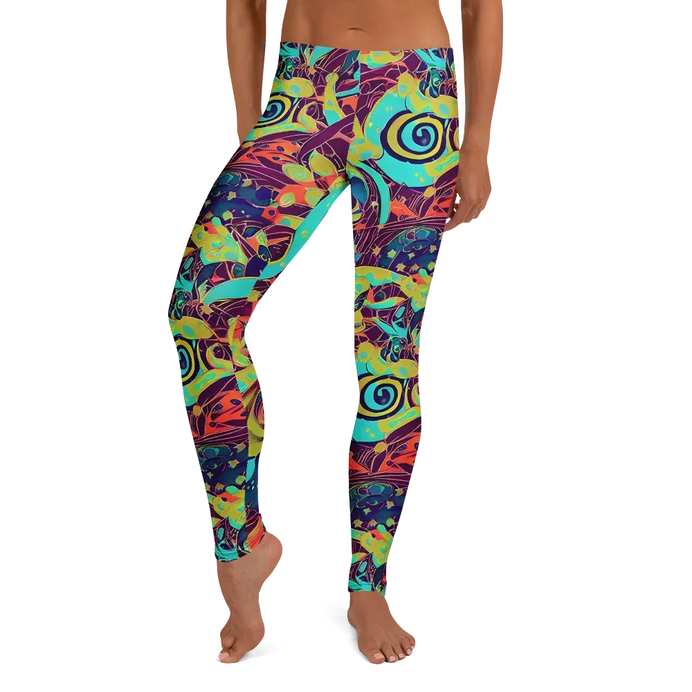 Vivid Spiral Tide on Leggings — Front