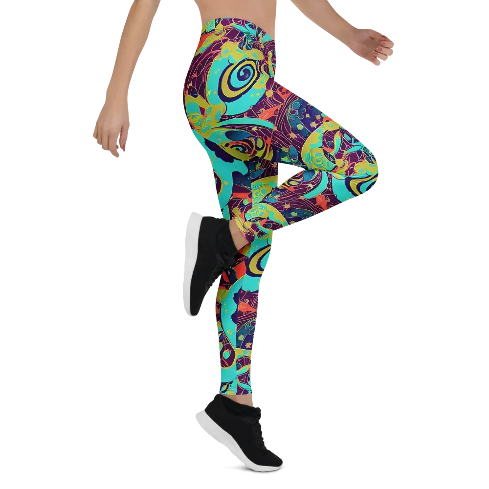 Vivid Spiral Tide on Leggings — Right