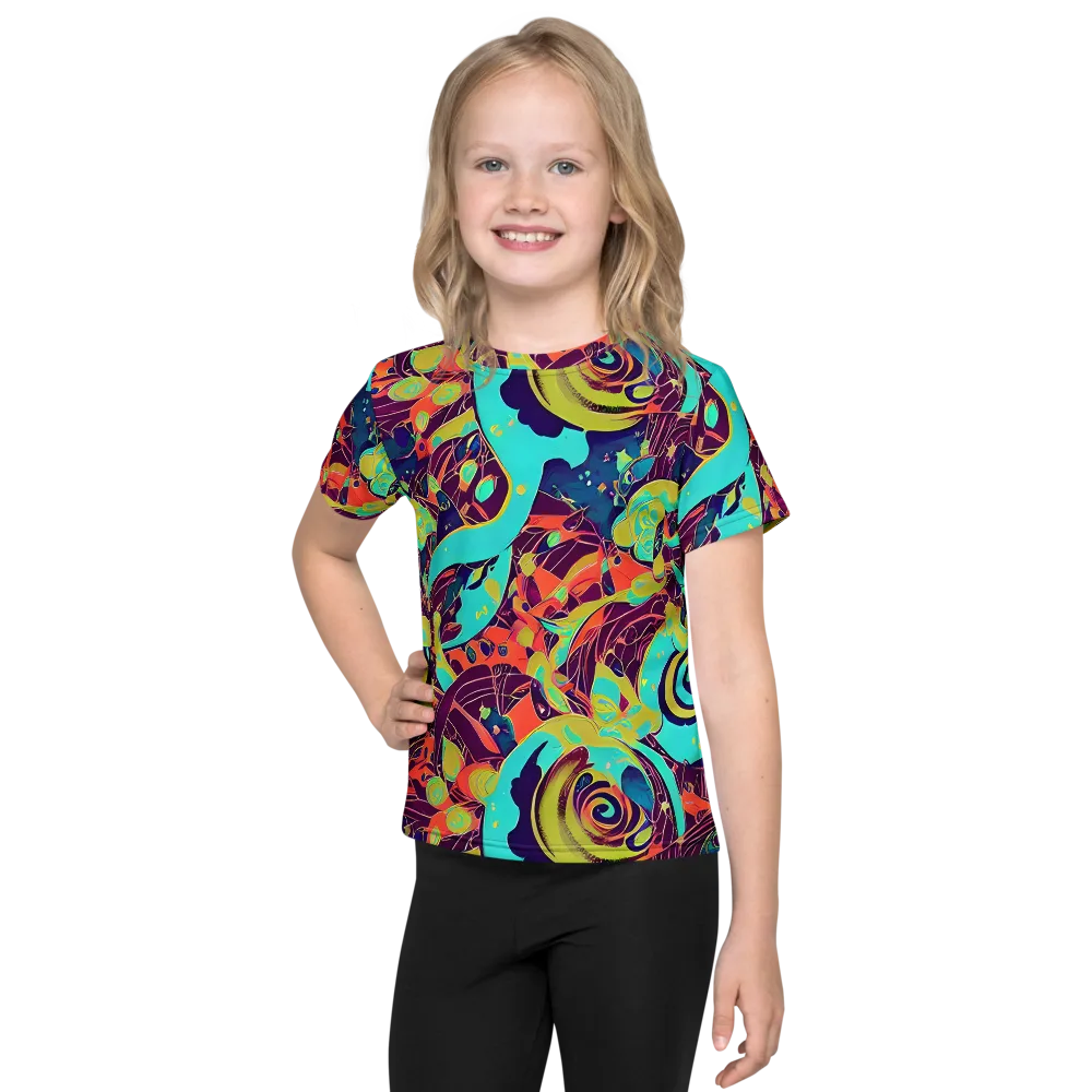 Vivid Spiral Tide on Kids Crew Neck T-Shirt — Front