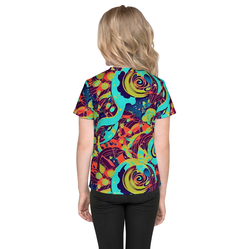 Vivid Spiral Tide on Kids Crew Neck T-Shirt — Back
