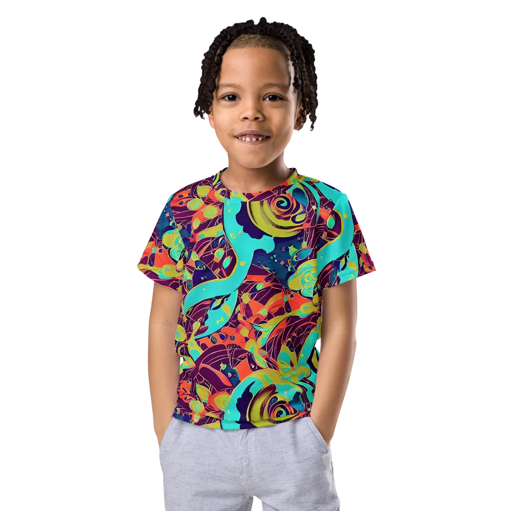 Vivid Spiral Tide on Kids Crew Neck T-Shirt — Front