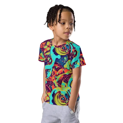 Vivid Spiral Tide on a Kids Crew Neck T-Shirt