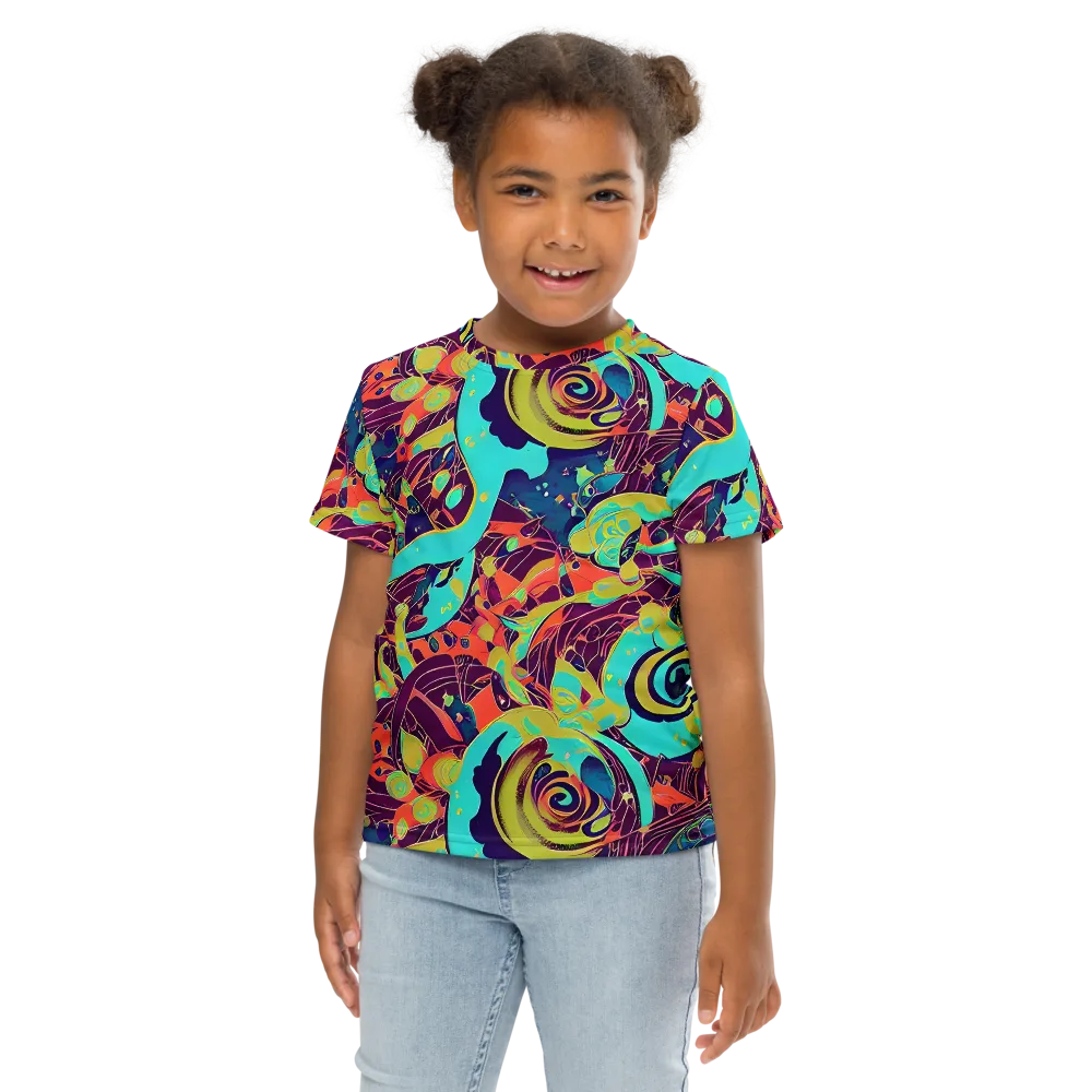 Vivid Spiral Tide on Kids Crew Neck T-Shirt — Front