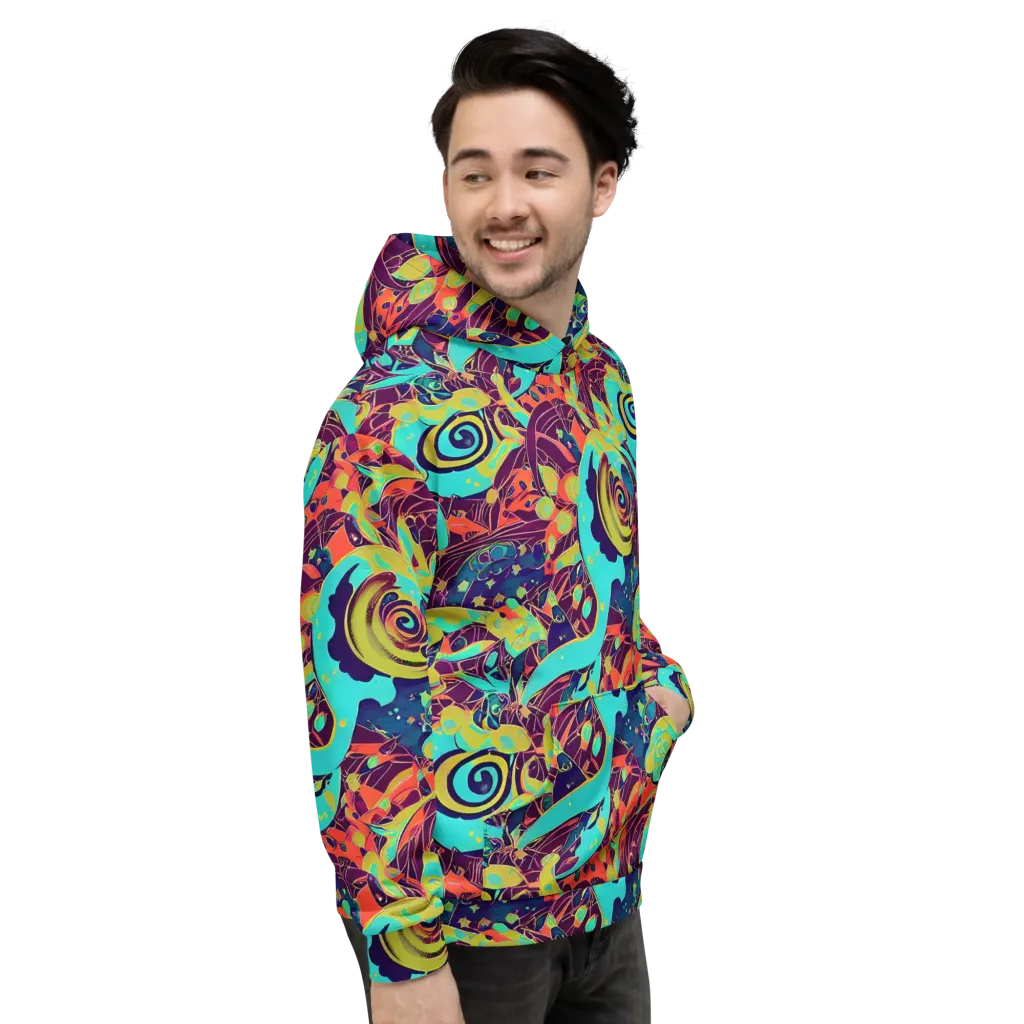 Vivid Spiral Tide on Hoodie — Right