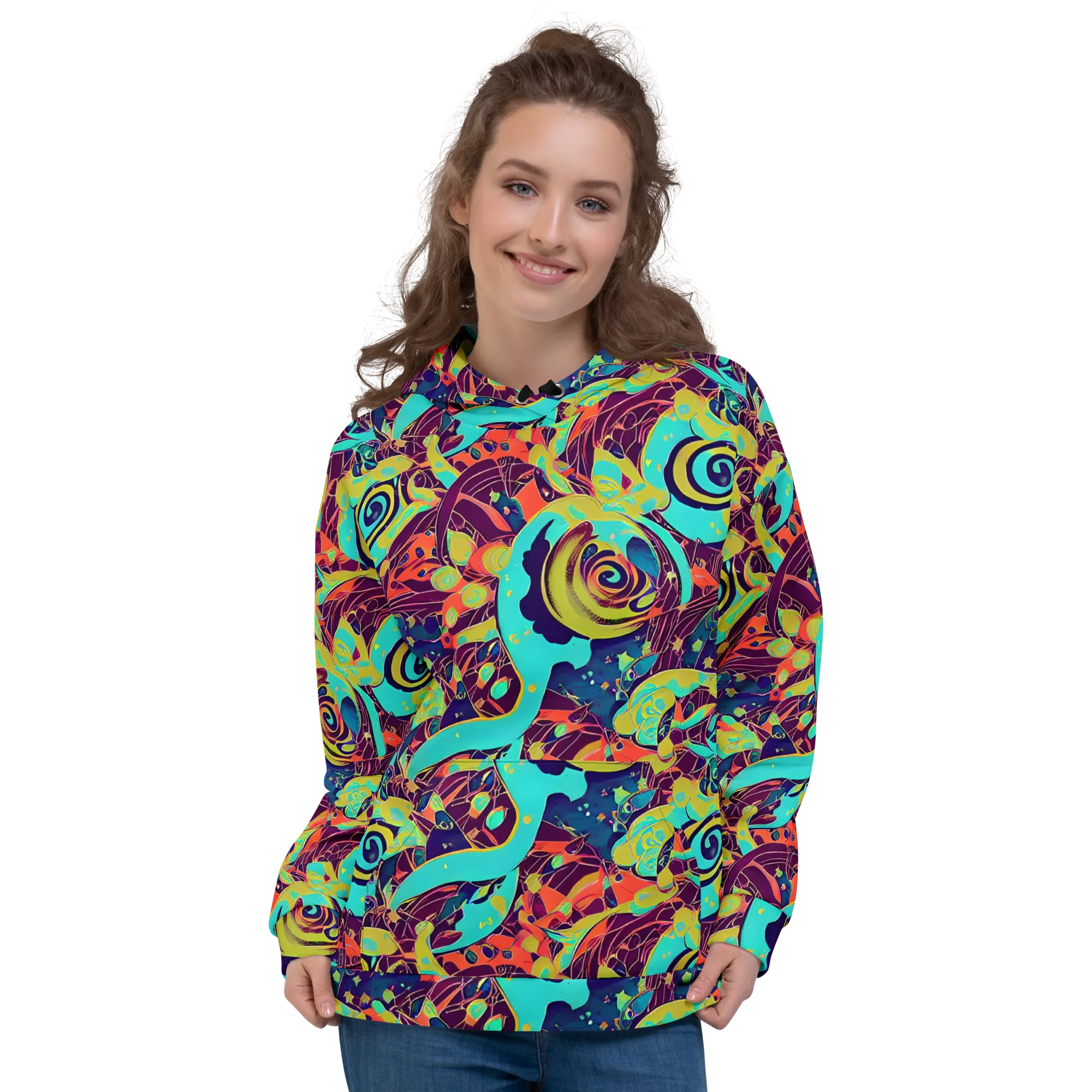 Vivid Spiral Tide on Hoodie — Front