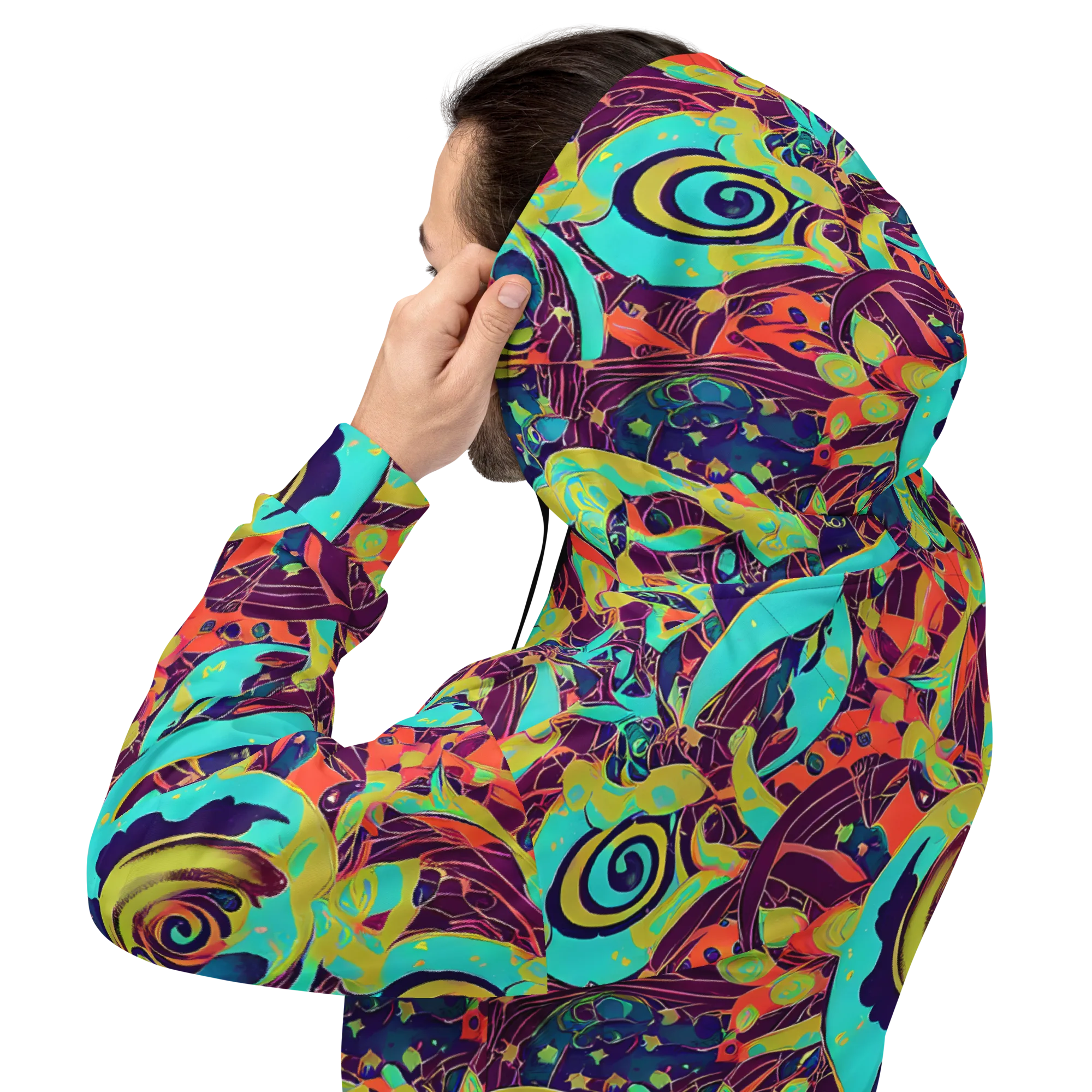 Vivid Spiral Tide on Hoodie — Back
