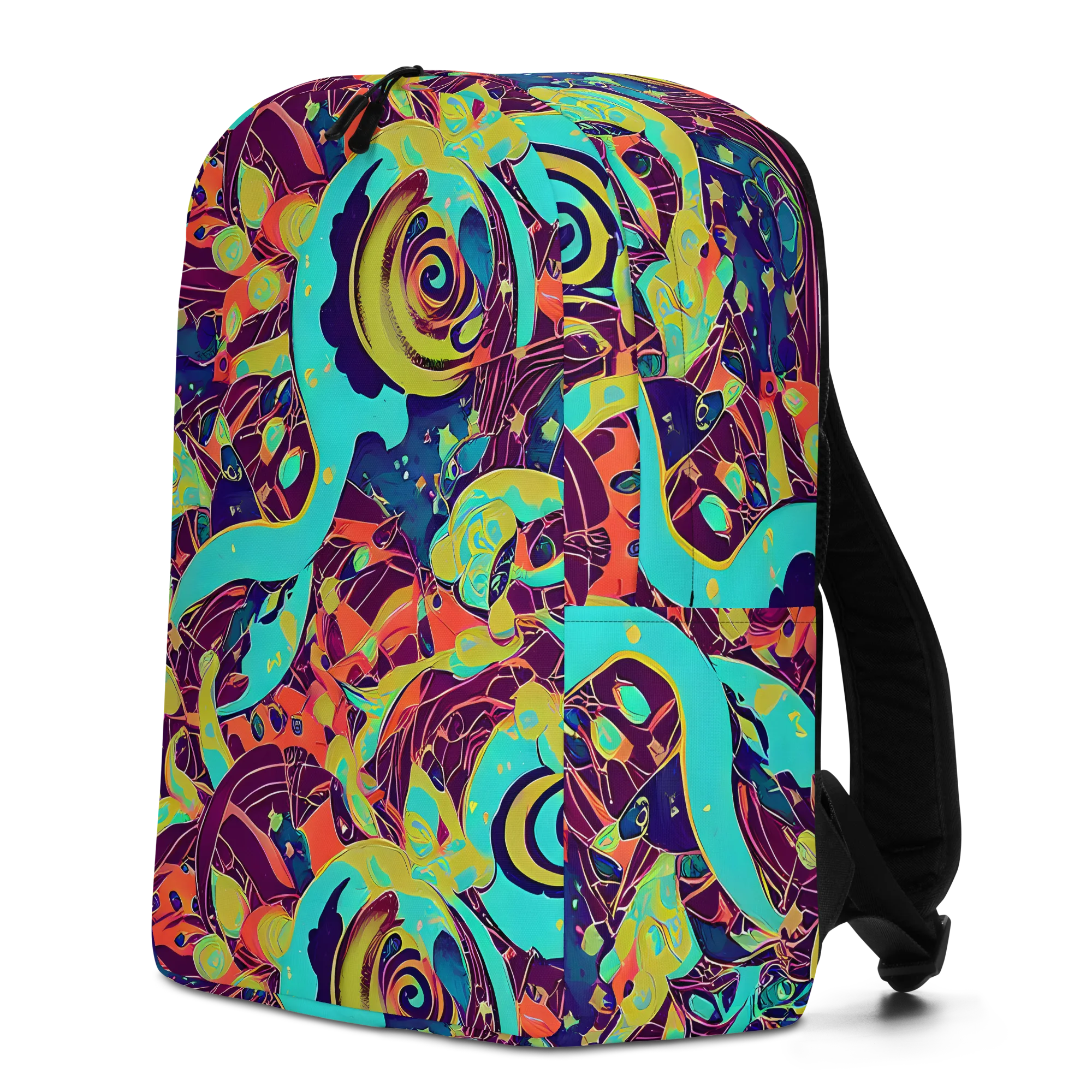 Vivid Spiral Tide on Minimalist Backpack — Left