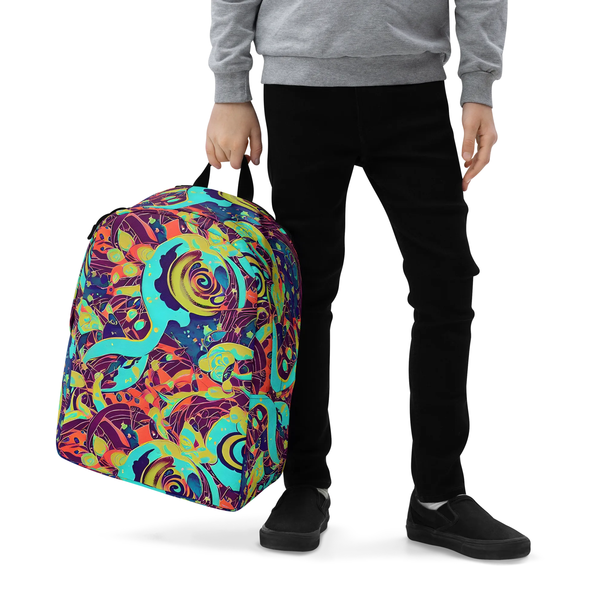 Vivid Spiral Tide on Minimalist Backpack — Zoomed-in